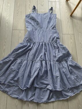 Banana Republic Blue & White Tiered Sundress size 14 tall